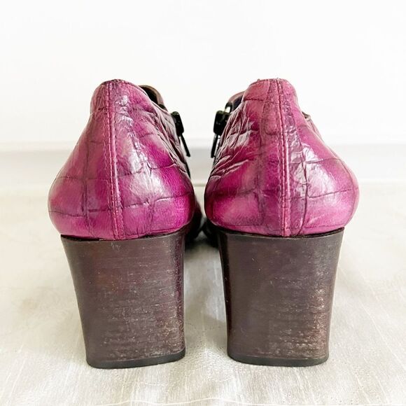 Beautiful Fine Italian Leather Crocodile Embossed Vero Cuoio slip on Shoes Sz 40 - Picture 5 of 7